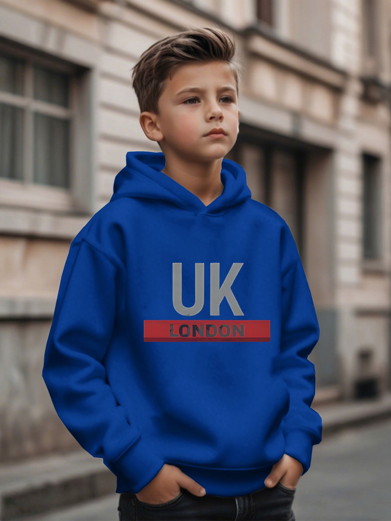 Street Fashion Uk - 영국 런던 프린트 후드티 남아용 패셔너블