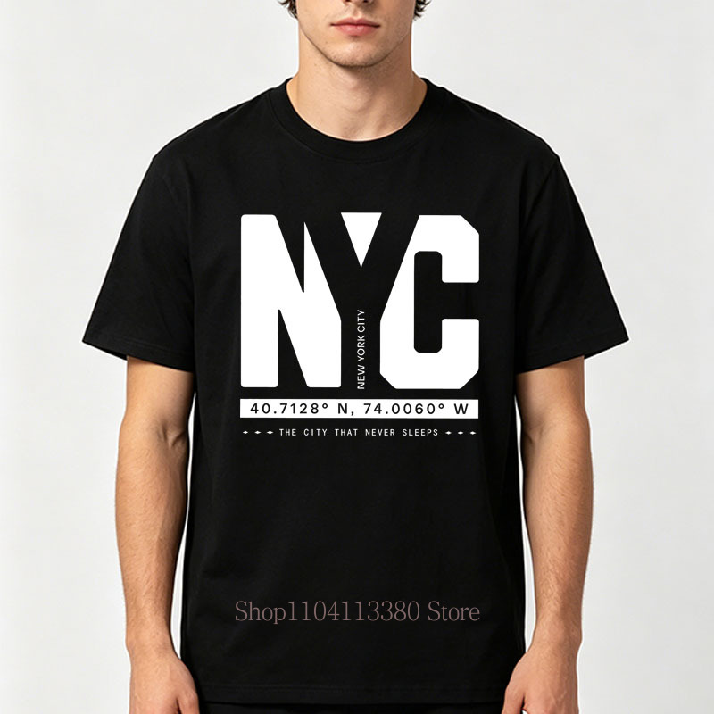 Nyc 그래픽 프린트 티셔츠 남성용 여름 캐주얼 패션  - Street Fashion Nyc 리뷰 및 가격