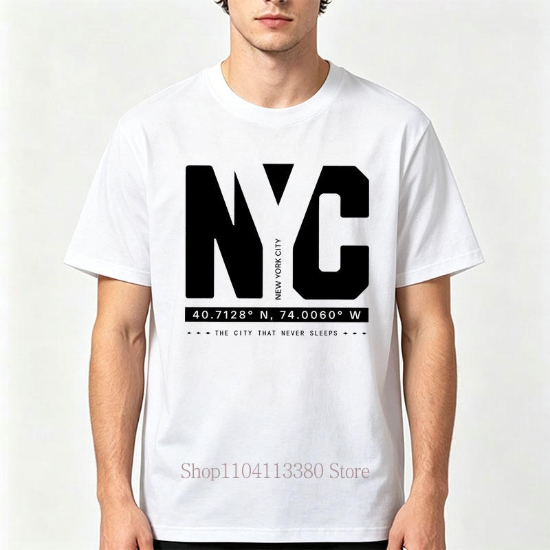 Nyc 그래픽 프린트 티셔츠 남성용 여름 캐주얼 패션  - Street Fashion Nyc 리뷰 및 가격