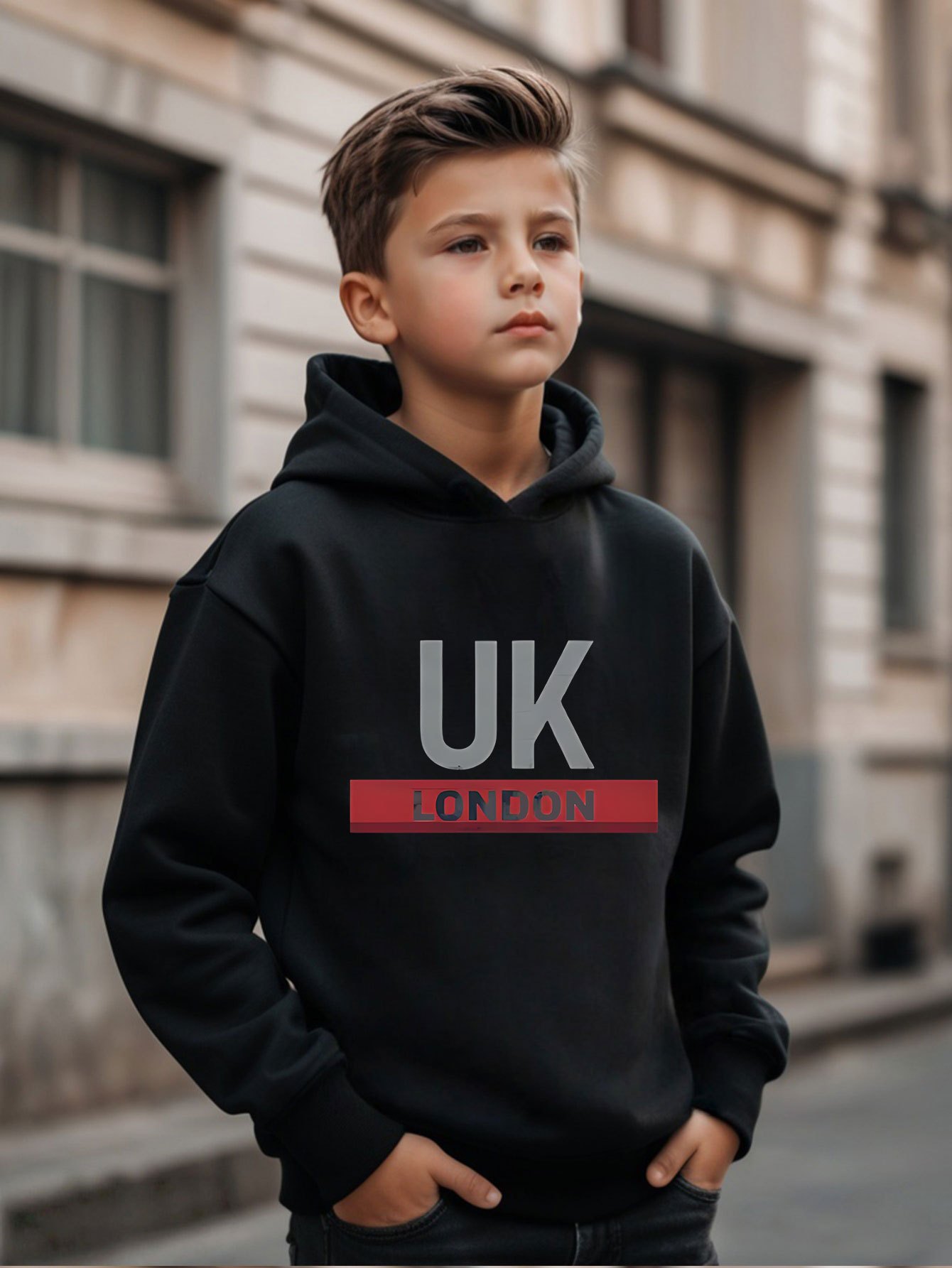 영국 런던 프린트 후드티 남아용 패셔너블 캐주얼 재킷  - Street Fashion Uk 리뷰 및 가격
