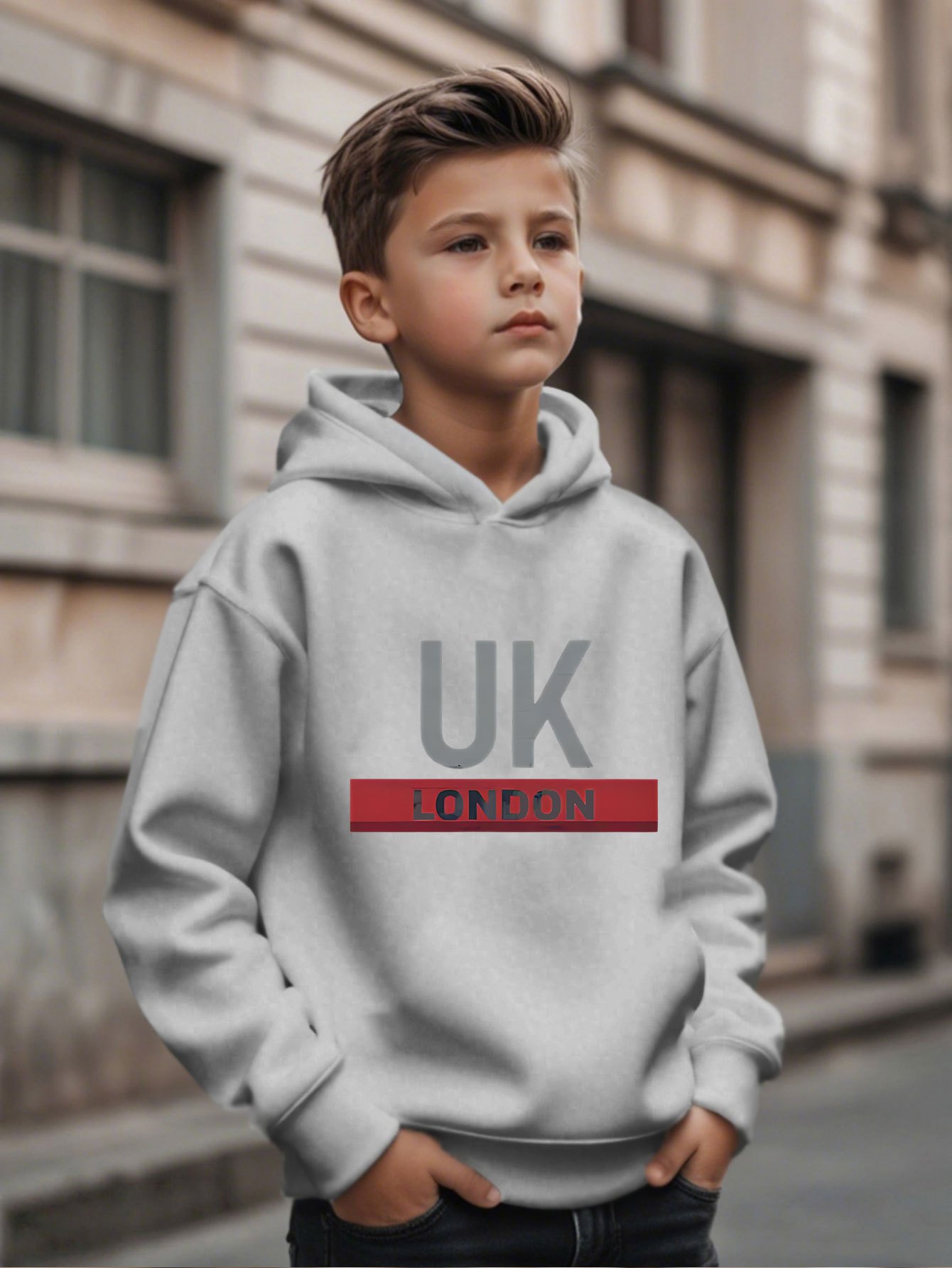 영국 런던 프린트 후드티 남아용 패셔너블 캐주얼 재킷  - Street Fashion Uk 리뷰 및 가격