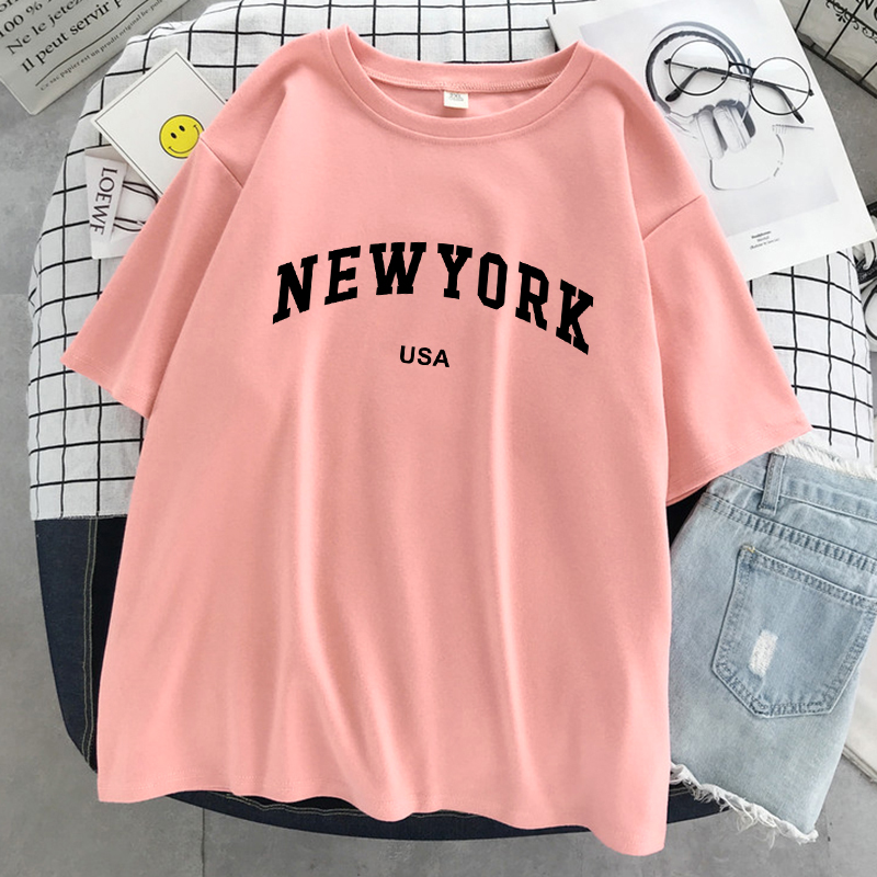 뉴욕 미국 도시 편지 그래픽 Tshirt 여성 코튼 스 - Street Fashion Usa 리뷰 및 가격