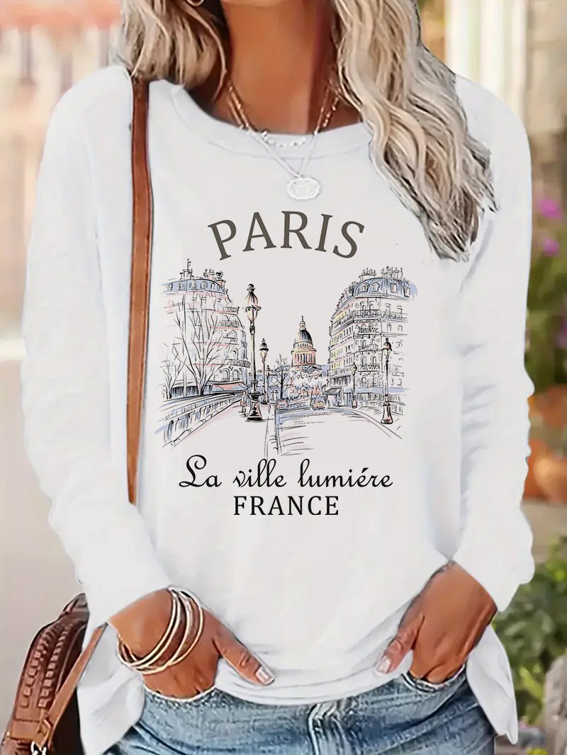 2025 패션 파리 레터 프린트 셔츠 재미있는 고딕 티 - Street Fashion Paris 2025 리뷰 및 가격