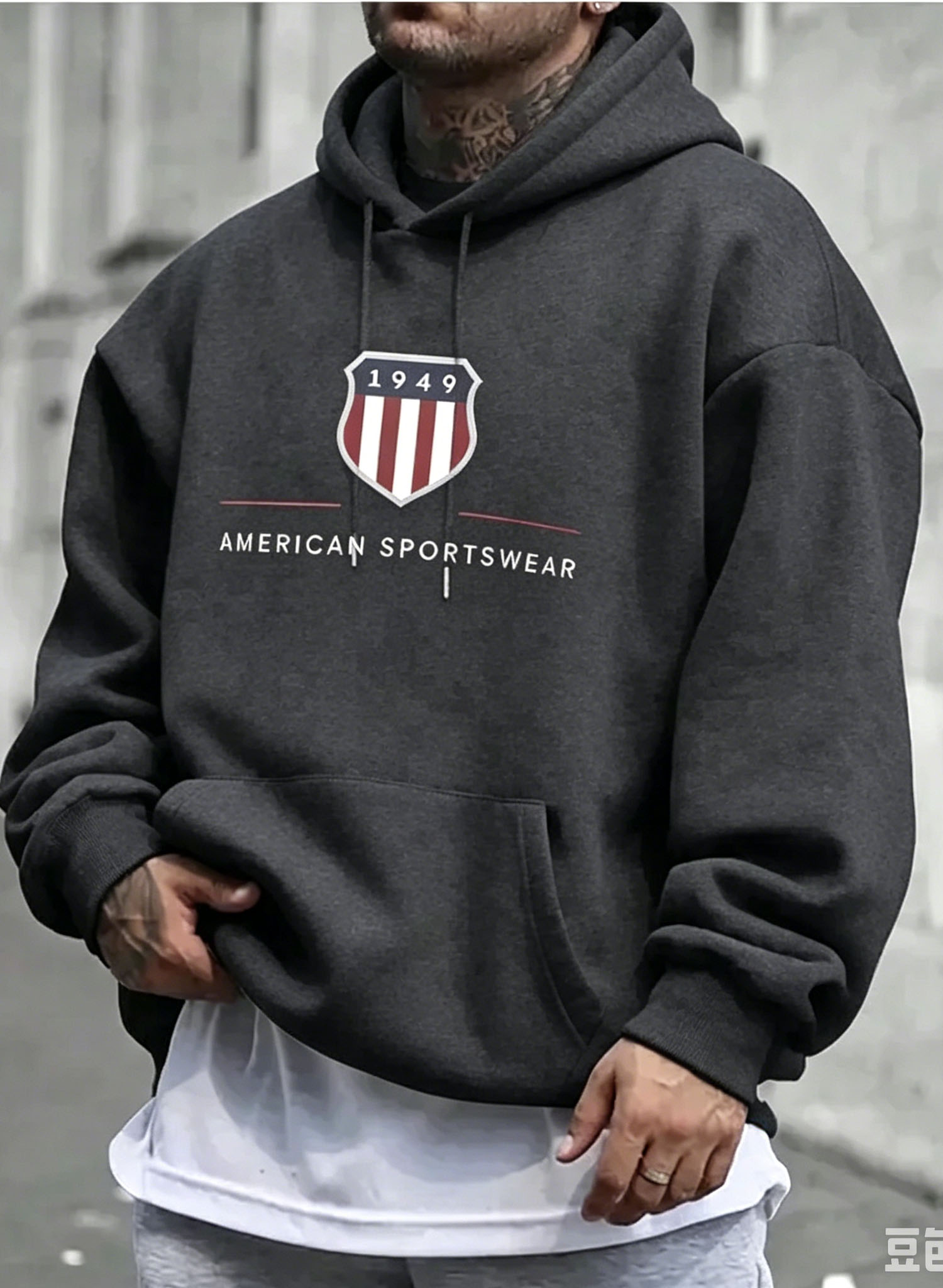 남성 운동복 1949 쉴드 그래픽 후디 캐주얼 긴팔 풀 - Street Fashion Usa 리뷰 및 가격