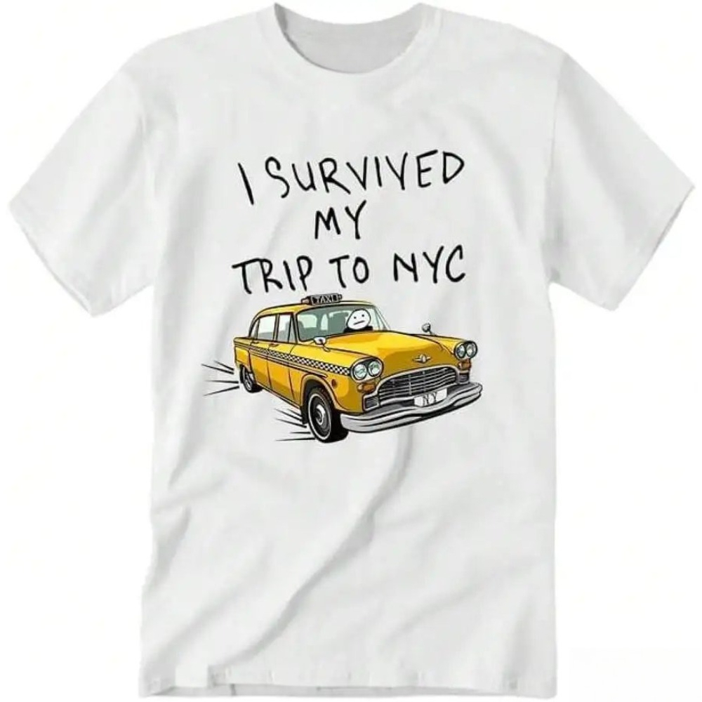 나는 뉴욕 여행에서 살아남았 빈티지 노란색 택시 그래픽 - Street Fashion Nyc 리뷰 및 가격